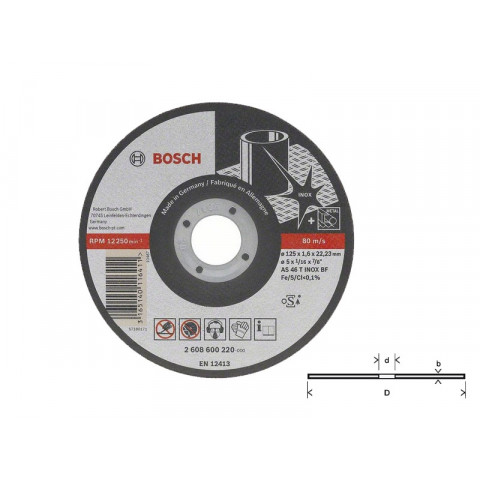1 disque à tronçonner pour métal à moyeu plat Ø125mm BOSCH 2608602221