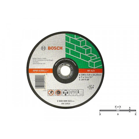 1 disque à tronçonner pour matériaux à moyeu plat Ø115mm BOSCH 2608600320
