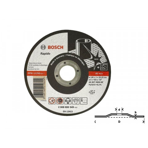 1 disque à tronçonner inox à moyeu déporté Ø230mm BOSCH 2608600711