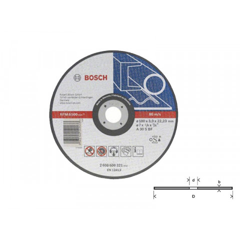 1 disque à tronçonner pour métaux à moyeu plat Ø180mm BOSCH 2608600321