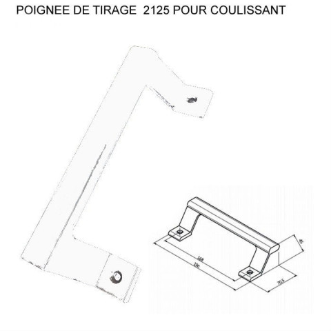 Poignée de tirage ALMA pour coulissant - Ral 9010 Blanc - 2125-9010                              