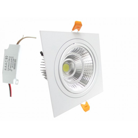 Spot encastrable led cob carré orientable 12w 80 - couleur eclairage au choix