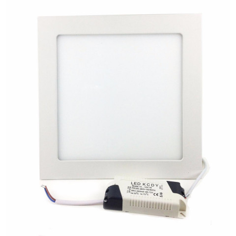 Downlight dalle led extra plate carré blanc 18w - couleur eclairage au choix
