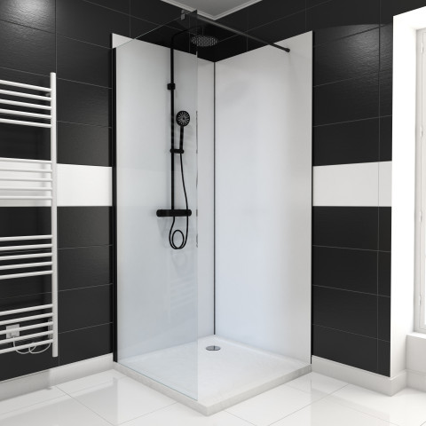 Pack panneaux muraux blanc en aluminium avec profilé d'angle et de finition noir mat - 90 x 90cm - wall'it blanc 90x90 Aurlane - FAC402