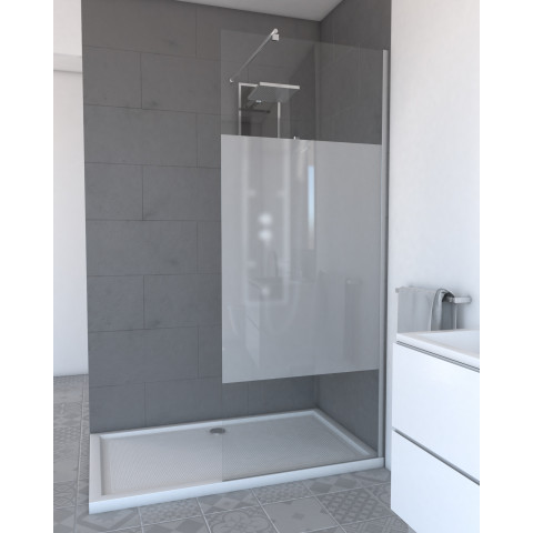 Pack paroi de douche depolie 80cm profile chrome - dim: 80x200cm - freedom 2 depoli 80 + barre de fixation freedom 2 telescopic