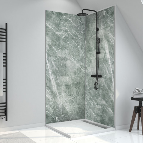 Panneau mural de douche en composite - feuille de pierre et ciment - 90 x 210 cm - ice green 90