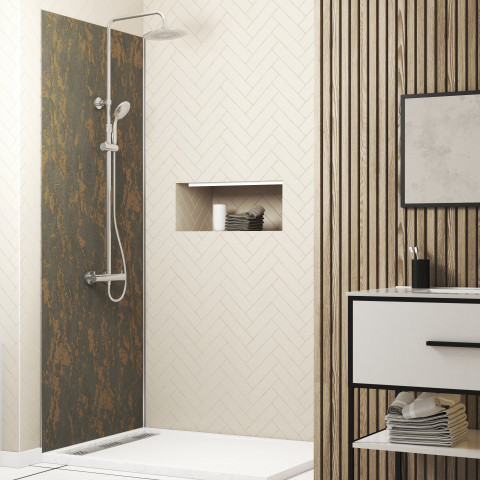 Panneau mural pour salle de bains - finition pierre naturel venus - 90x210 cm - stone'it Aurlane - FAC801