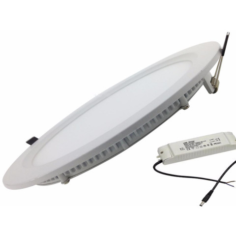 Downlight dalle led extra plate ronde blanc 18w - couleur eclairage au choix