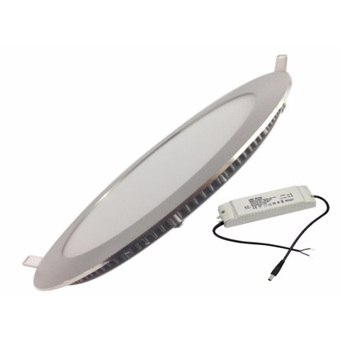 Downlight dalle led extra plate ronde alu 12w - couleur eclairage : blanc neutre 4000k - 5500k