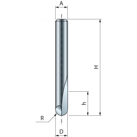 Mèche à bout arrondi FREUD - Ø3,2 H9,5/50,5 Q8 Z2 - F03FR01582 -18-10008P