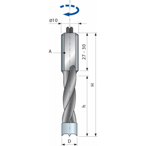 Mèche pour perçages multiples avec araseurs arrondis FREUD - Ø5 H27/57,5 Q10x27 Z2 - F03FA02071 -PF04MD AA3