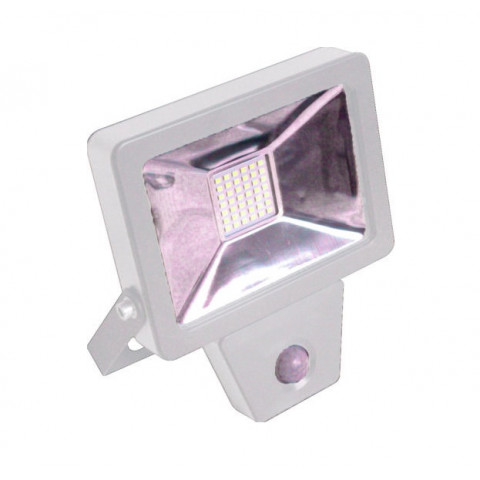 projecteur plat smd à détection infrarouge 20w 1400 lm 6500k ip44 coloris blanc