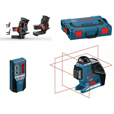Laser Ligne GLL 3-80 P BOSCH + Support BM1 Plus + Récepteur LR 2 en Coffret L-BOXX - 060106330A