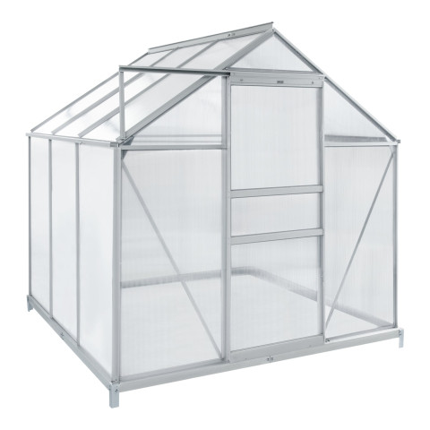 Serre de jardin 190 x 190 cm à porte coulissante en polycarbonate 3,61 m² helloshop26 03_0008251