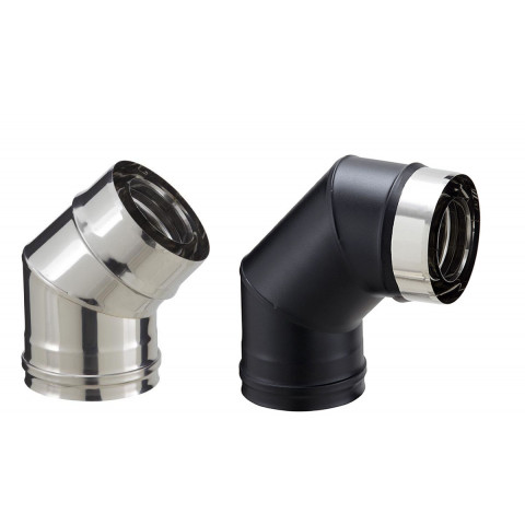 Coude inox pour poêle à granulés - PGI pour poêles à Pellets - Coude 90 - Finition : Noir mat