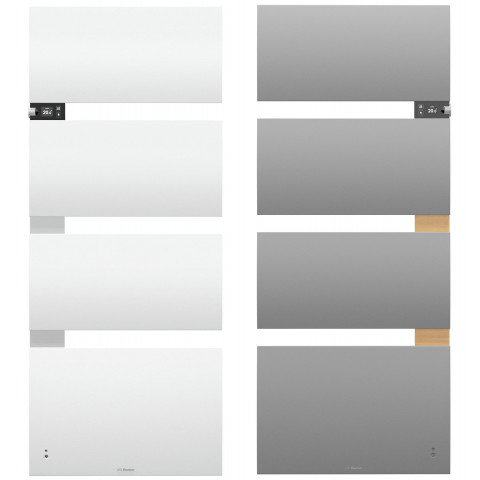 Radiateur salle de bains SYMPHONIC électrique musical - Mât à gauche - Puissance 750W+1000W - Couleur gris roche/alu brossé
