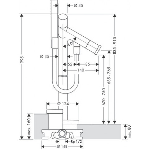 Mélangeur bain/douche HANSGROHE AXOR Starck  chromé - 10458000