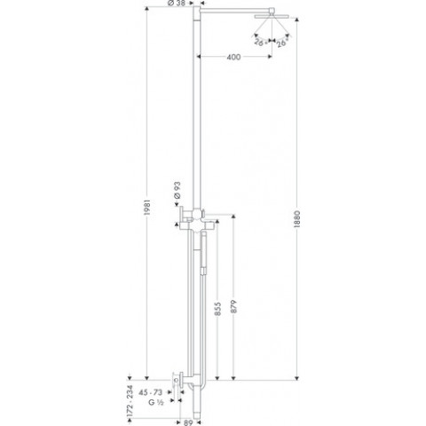Colonne de douche thermostatique avec douche de tête HANSGROHE AXOR Starck  1jet chromé - 10912000