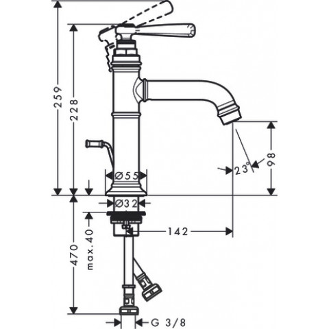 Mitigeur de lavabo HANSGROHE AXOR Montreux  avec tirette et vidage chromé - 16515000
