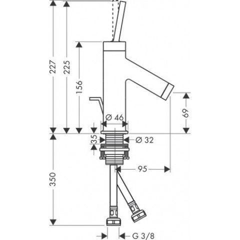 Mitigeur de lavabo HANSGROHE AXOR Starck pour lave-mains avec tirette et vidage noir chromé poli - 10116330