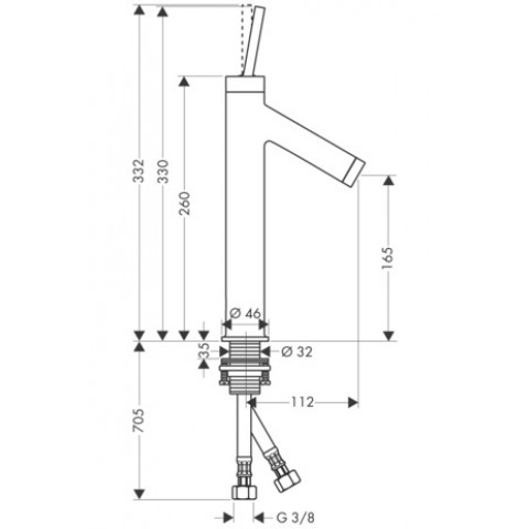 Mitigeur de lavabo HANSGROHE AXOR Starck , bonde à écoulement libre noir chromé poli - 10123330