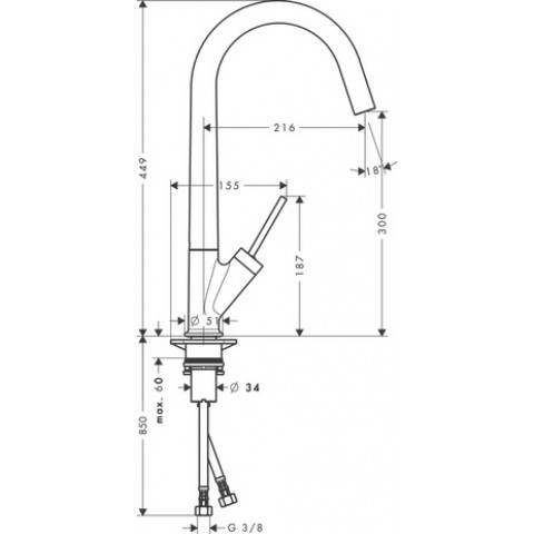 Mitigeur de cuisine HANSGROHE AXOR Starck  avec bec pivotant noir chromé poli - 10822330