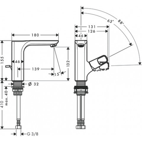 Mitigeur de lavabo HANSGROHE AXOR Urquiola  avec tirette et vidage nickel brossé - 11020820