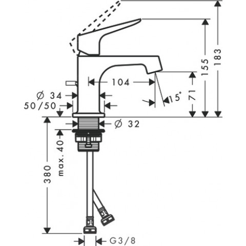 Mitigeur de lavabo HANSGROHE AXOR Citterio M pour lave-mains avec tirette et vidage noir chromé poli - 34016330
