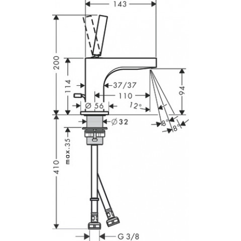 Mitigeur de lavabo HANSGROHE AXOR Citterio pour lave-mains avec tirette et vidage noir chromé poli - 39035330