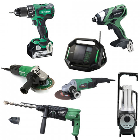 Lot Perceuse + 6 outils -2 batteries 18V 5Ah Hitachi/Hikoki