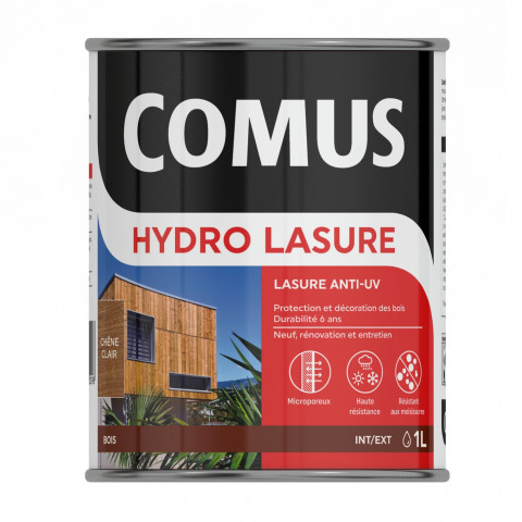 Hydro lasure chêne foncé 1l - lasure anti-uv pour la protection et la mise en valeur du veinage des bois verticaux - comus
