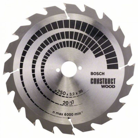 Lame de scie circulaire Construct Wood / 2608641774 - 250 x 30 x 3,2/2,2 x 20