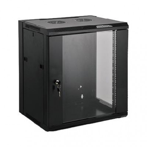 Coffret mural noir 19" assemble prof. 450mm - 9u