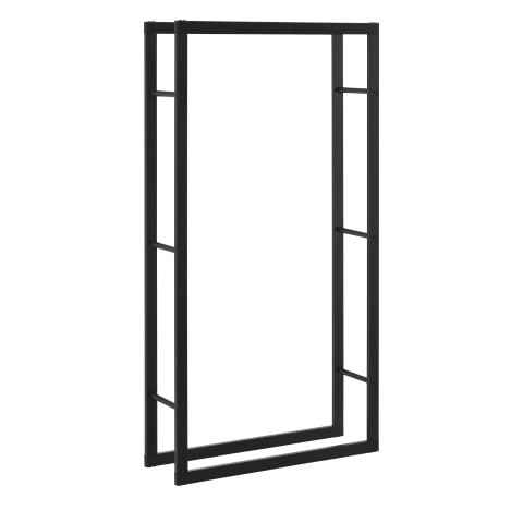 Range-bûches pour usage intérieur extérieur porte-bûches design support rangement bois de chauffage en acier 80 x 25 x 150 cm noir helloshop26 03_0006303