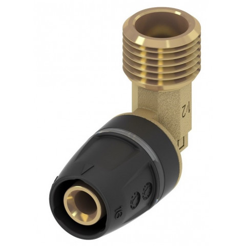 Coude 90° mâle tecelogo-push laiton - d : 16x15/21