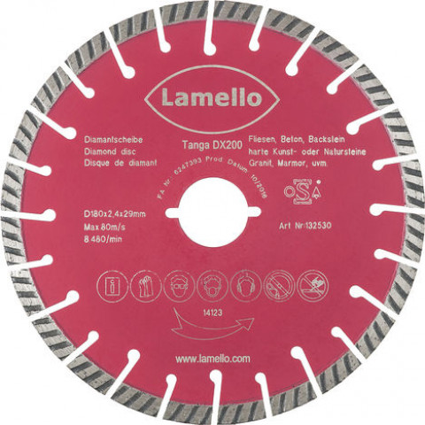 Lame de scie circulaire ø180 x 2.4 x 29 mm lamello - diamant - prof.60 mm - pour béton-brique - 132530