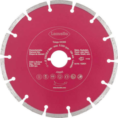 Lame de scie circulaire ø200 x 2.4 x 29 mm lamello - métal dur z24 - prof.70 mm - pour béton-brique - 132531