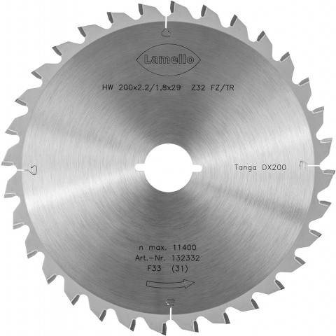 Lame de scie circulaire ø200 x 2.2 x 29 mm lamello - métal dur z32 - prof.70 mm - pour fenêtre aluminium - 132332