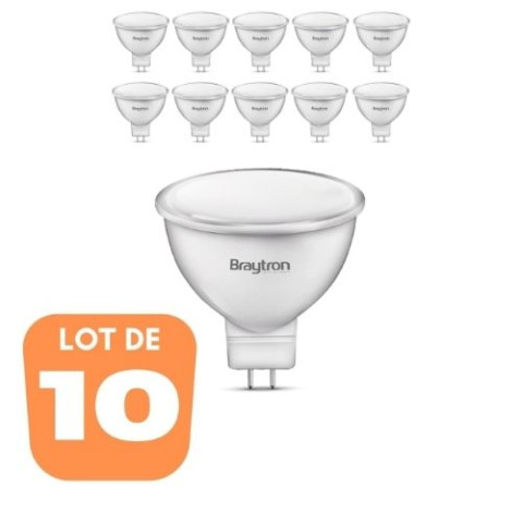 Lot de 10 ampoules led gu5.3 5w (eq. 32w) 4000k 110°