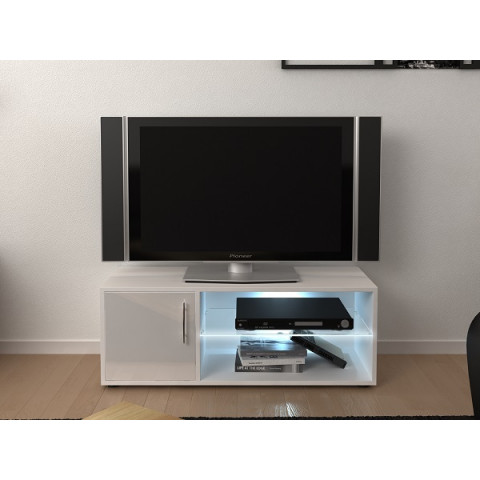 Meuble TV 100 cm avec LED Blanc brillant LYNCO 