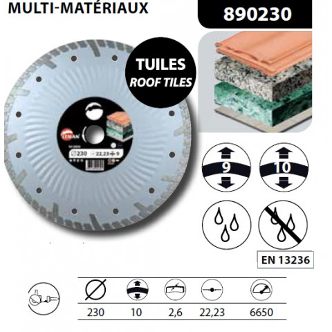 Disque diamant multi matériaux ø230 mm - 890230