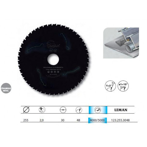 Lame cera-metal  255x30x48z métaux - 123.255.3048