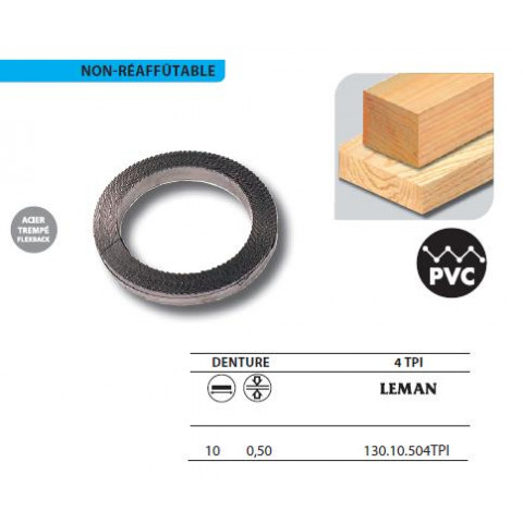 1 rouleau de 50 mètres lame scie à ruban en acier trempé flexback 10x0,5 4tpi