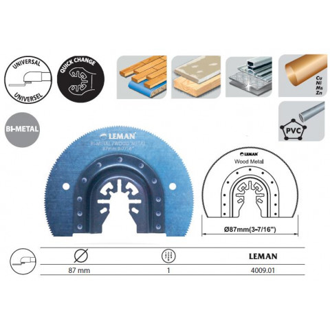 Lame de scie segment moyeu deporté bi-métal diamètre 87 mm - 4009.01