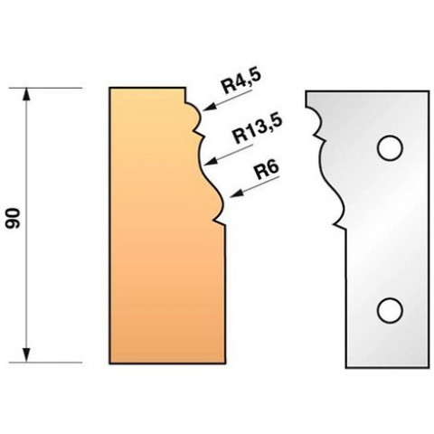 Jeu de 2 fers profilés n°301 pour porte-outils ht.90 mm