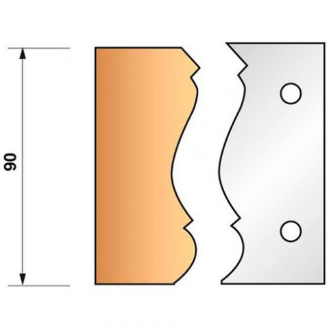 Jeu de 2 fers profilés n°305 pour porte-outils ht.90 mm