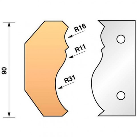 Jeu de 2 fers profilés n°351 pour porte-outils ht.90 mm