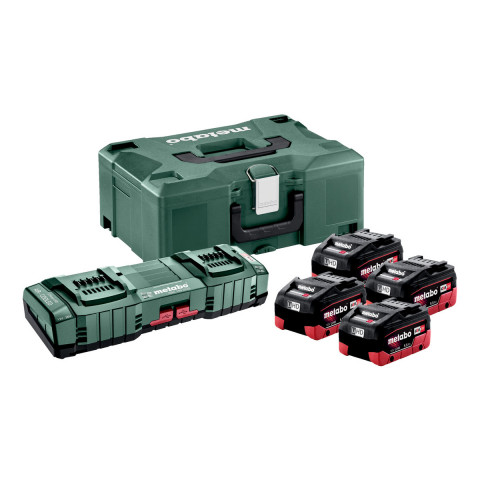 Pack énergie 18v metabo - pack 4 batteries 18 volts lihd + chargeur duo ultra rapide 4 x 5,5 ah lihd, asc 145 duo, coffret metaloc - 685180000