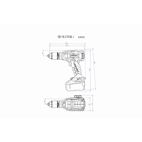 Perceuse à percussion METABO - SB 18V - LTX BL I 2 x 4,0 Ah Li-Power, ASC 55, coffret - 602352500
