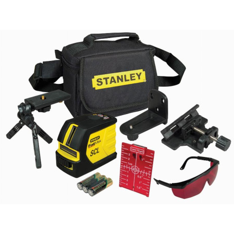 Laser Stanley SCL Croix automatique + Sac de transport, mini trépied, cible - 1-77-320